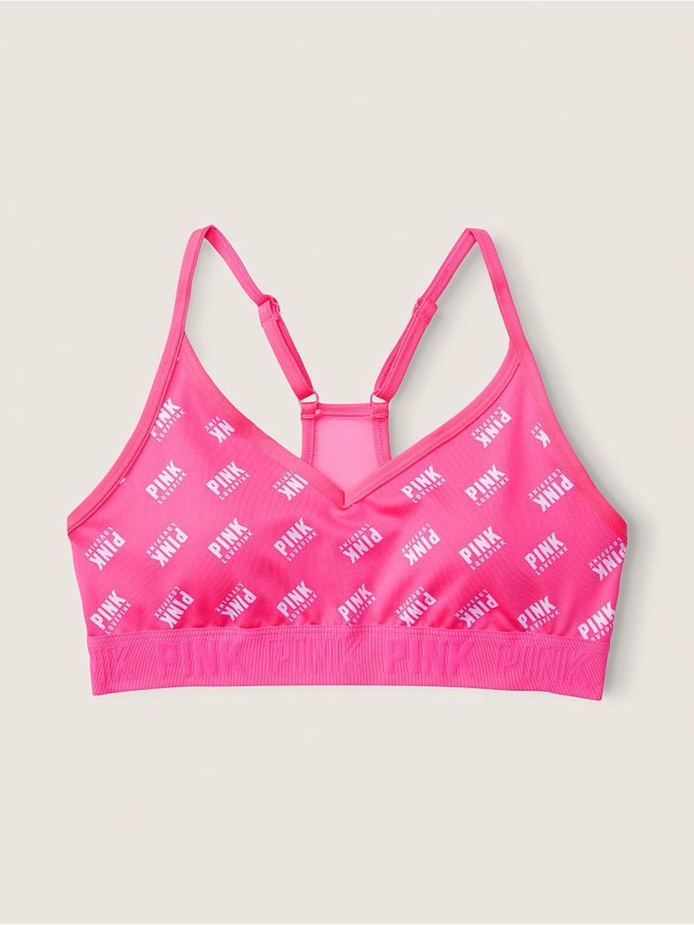 PINK Victoria's Secret All-Over Logo Seamless Bralette - Bright Pink
